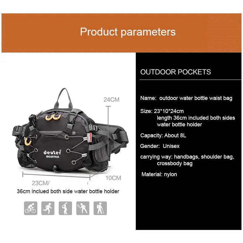 Camping Waist Chest Bag Outdoor Nylon Shoulder Bag Crossbody Travel Cycling Bicycle Riding Running Handbags Climbing Men's Bags-EXPROTAS