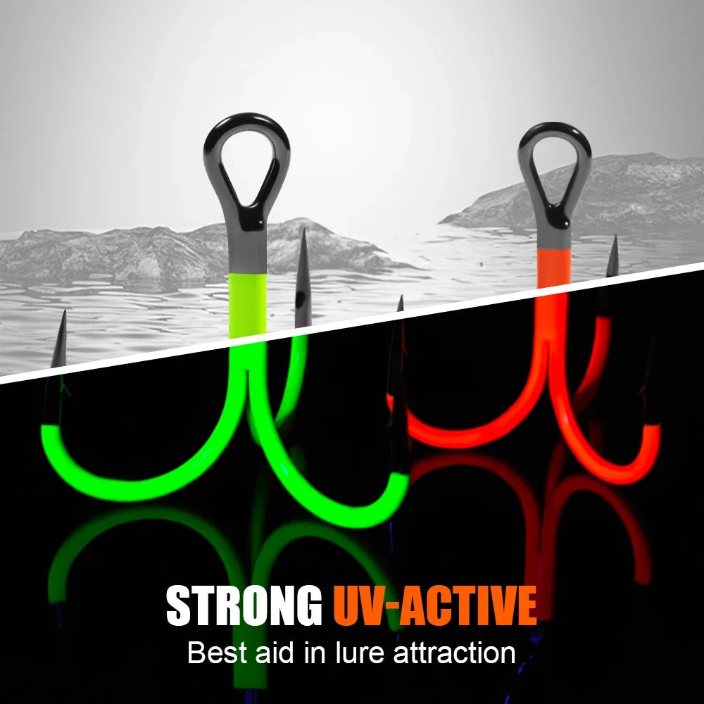 Flame Treble Hook Spinpoler UV Hi-Carbon Steel No 2-0 Fishing Tackle