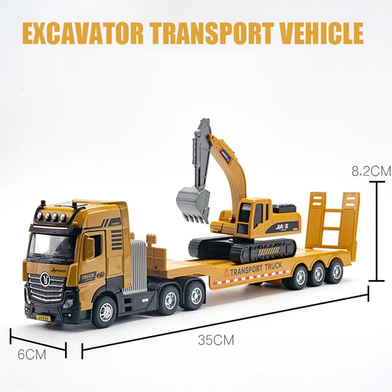 1/50 Scale Alloy Engineering Vehicle Model Set Diecast Excavator Transporter Car Toys Kids Boys Gift Tank Voiture Miniature-EXPROTAS