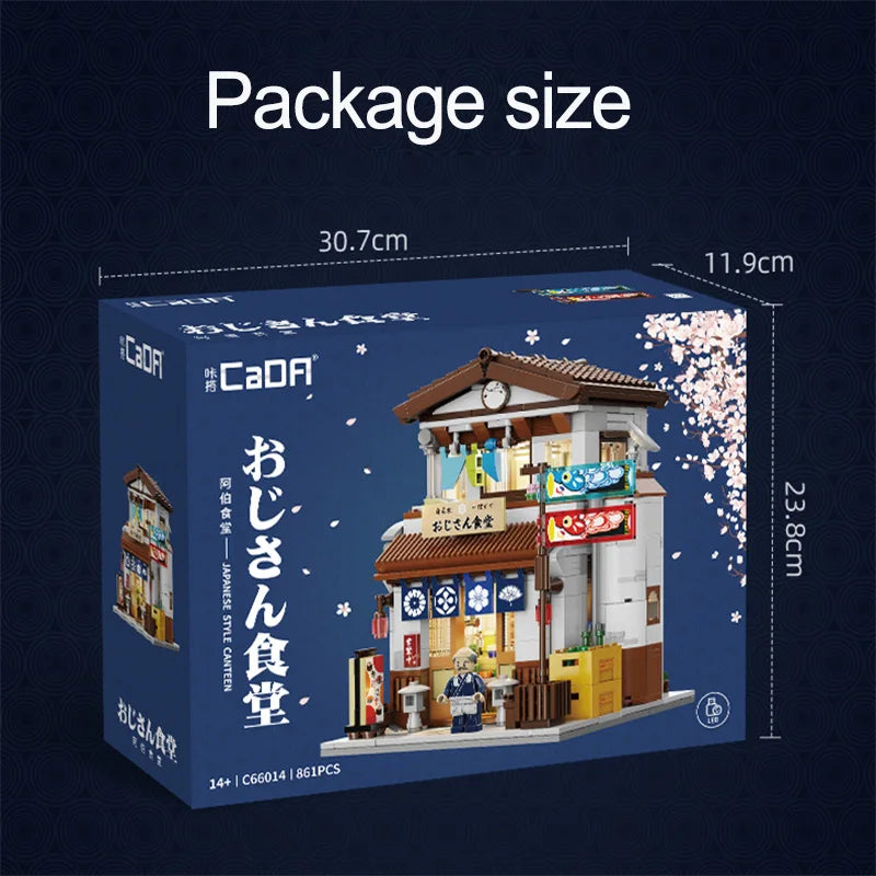 Cada LED City Japanese Style Canteen House Architecture Building Blocks Late Night Canteen Figures Bricks Toys for Kid Gifts-EXPROTAS