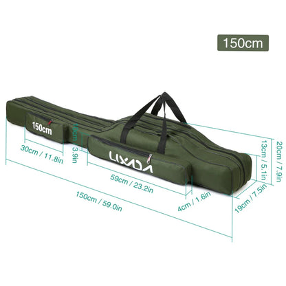 Lixada 3-Layer Fishing Rod Bag 90/120/150cm Folding Pole Reel Tackle Case