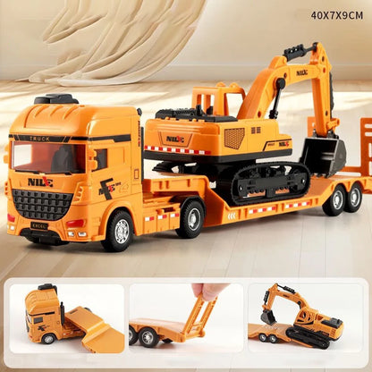 1pcs Scale-carrier Container Engineering Vehicle Excavator Transport Truck Model