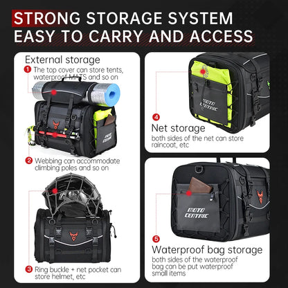 Motocentric Waterproof Motorcycle Helmet Bag Multifunction Motorcycle Rear Seat Bag High Capacity Motorcycle Bag Rider Backpack-EXPROTAS