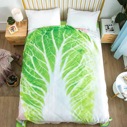 Double Sided Flannel Cabbage Soft Throw Blanket for Home Sofa Decor