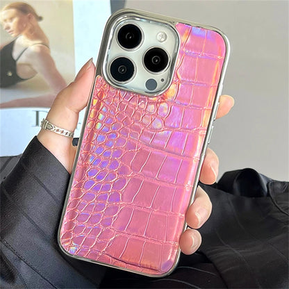 Colourful Crocodile Leather Case for iPhone 11-17 Air Pro Max Plus Shockproof