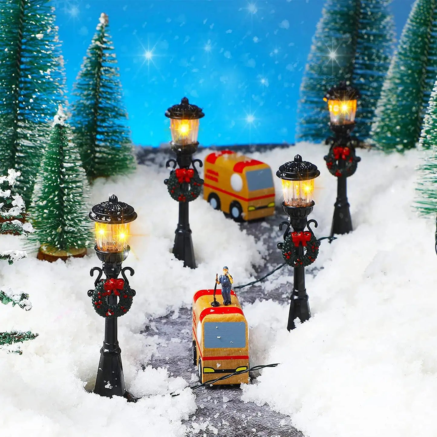 4Pcs Mini Christmas Lamp Decorative Lights for DIY Dollhouse Pathway
