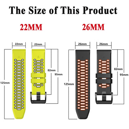 22/26mm Fit Silicone Strap for Garmin Fenix 8 7 6 5 Pro Watch Band