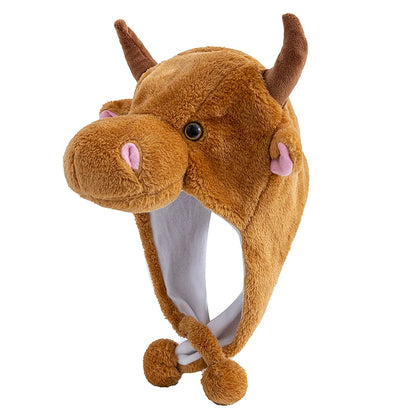 Unisex Funny Bulls Head 3D Animal Decorative Hat Winter Cap for Adults
