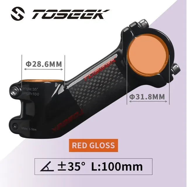 TOSEEK Carbon MTB Handlebar Stem 31.8mm 10/17/25/35 Degree Bike Stem
