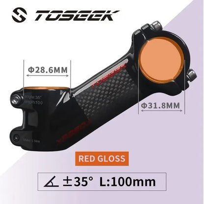 TOSEEK Carbon MTB Handlebar Stem 31.8mm 10/17/25/35 Degree Bike Stem