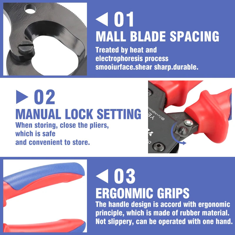 Insulated Ratcheting Cable Cutters Wire Pliers Heavy Duty Wire Cutters for Multi-Strand Aluminum & Copper Cables up to 240mm²-EXPROTAS