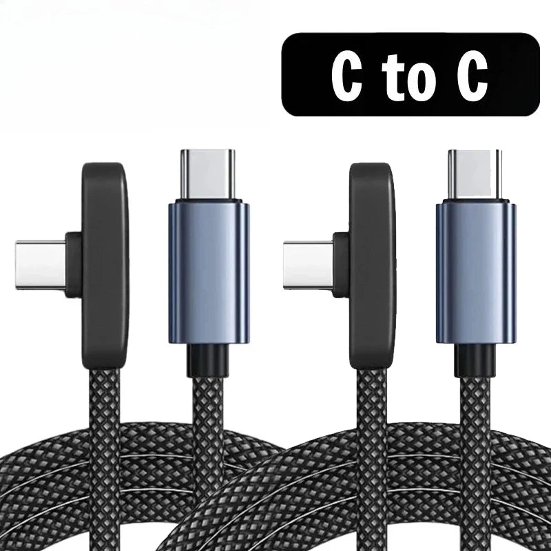USB Type Cable 100W Fast Charging 90 Degree Right Angle Data Lead
