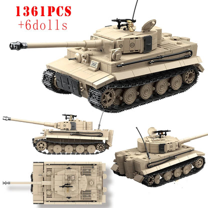 WW2 Military Tank Building Blocks Tiger Panther Churchill Brick Model Toy Set