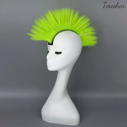 Helmet Mohawk Hair Patches Skinhead Adhesive Wig for Motorcycle Costume