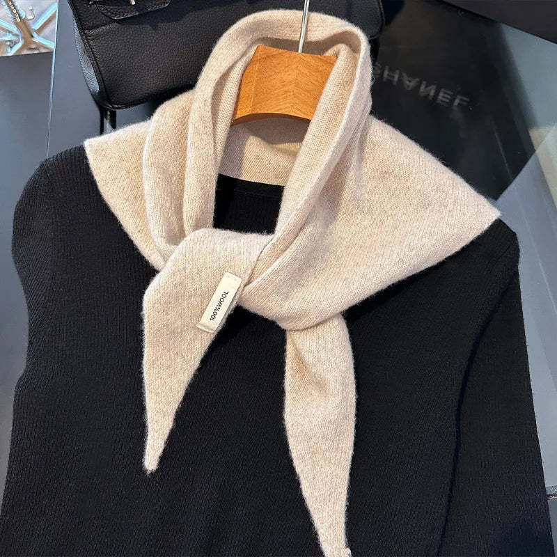 Korean Triangle Scarf Women Wool Knitted Triangular Headscarf Warm Shawl