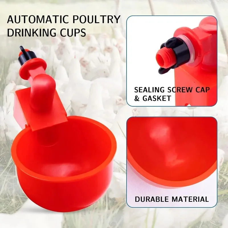 20Pcs Chicken Drinking Bowl Automatic Water Dispenser Poultry Feeder Drinker