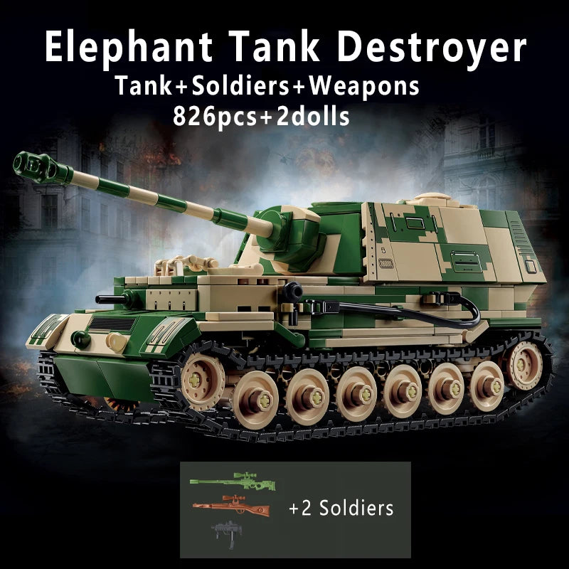 WW2 German King Tiger Heavy Tank Building Blocks Military Brick Model Toy Set