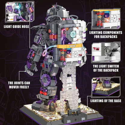 City Purple Space Astronaut Robot Model Building Blocks Aerospace Spaceman Mecha With Lights MOC Bricks Education Toys Kids Gift-EXPROTAS