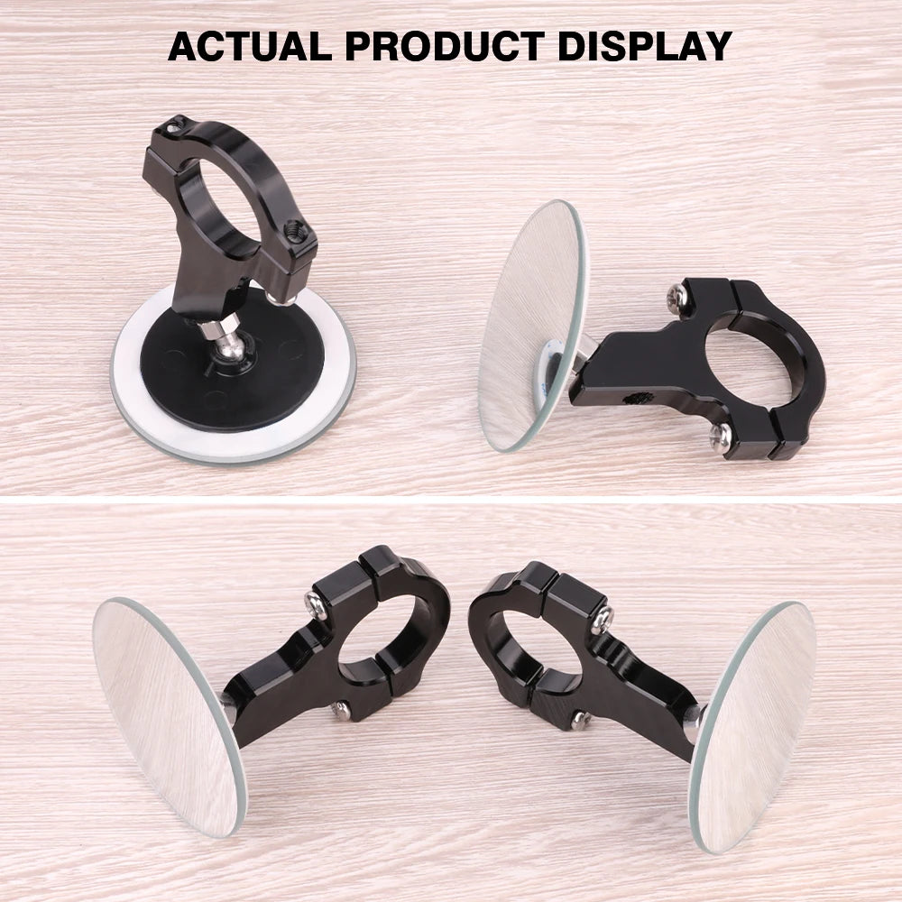 Universal Convex Rearview Mirror Rimless 360° Wide Vision Handlebar Mount
