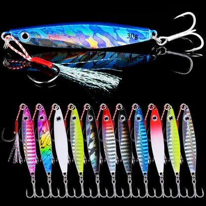 12pcs Pencil Bait Metal Casting Fixture 7/12/ 22/ 30/40/60g Shore Throwing Sea Bass Bait Sinking Artificial Bait Fishing Tackle