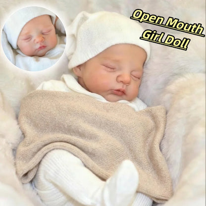 33cm Irys Silicone Reborn Baby Girl Doll Waterproof Open Mouth Painted Skin