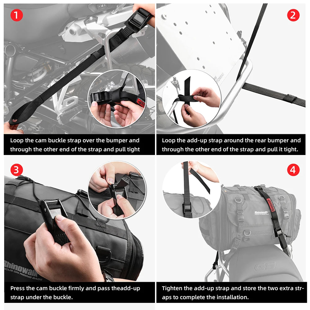 Motorcycle Tie-Down Strap Rhinowalk 2.5m Cam Buckle Cargo Luggage Belt