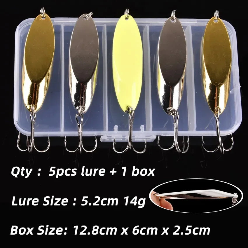 Box Treble Hooks 5PCS Gold Fishing Tackle Set with Sequins