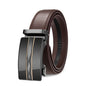 Men Leather Belt Adjustable Ratchet Automatic Buckle Black Brown
