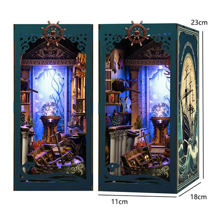 DIY Wooden Book Nook Mini Dollhouse 3D Puzzle Kit Bookshelf Insert Decor Gift - EXPROTAS