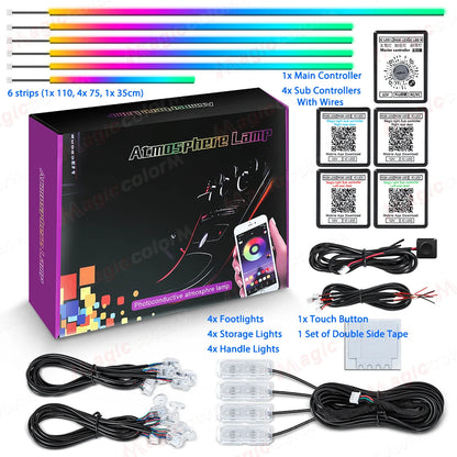 18 in 1 Car Ambient Light RGB LED Acrylic Strip Interior Symphony Bulbs