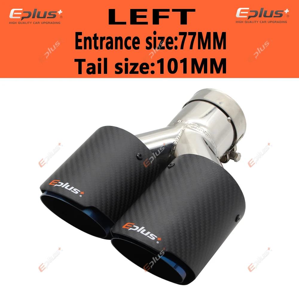 EPLUS Car Carbon Fiber Matte Muffler Tip Y Shape Double Exit Exhaust Pipe Mufflers Nozzle Decoration Universal Stainless Blue-EXPROTAS