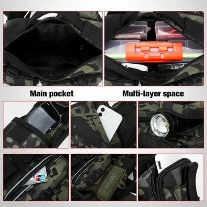Fishing Tackle Backpack Lure Box Gear Storage Bag Fanny Pack for Men Fly Fishing Backpack with Rod Holder Sling Shoulder Bag-EXPROTAS