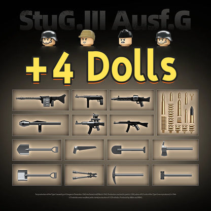 940pcs WW2 German StuG III Assault Tank Building Blocks Military Brick Model Gift