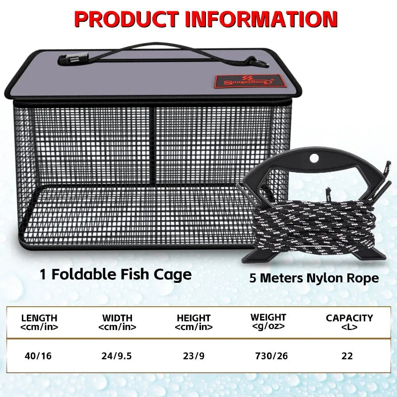 Fishing Net Cage Foldable Trap for Shrimp Crab Crayfish 40cm 1pcs