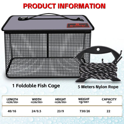 Fishing Net Cage Foldable Trap for Shrimp Crab Crayfish 40cm 1pcs