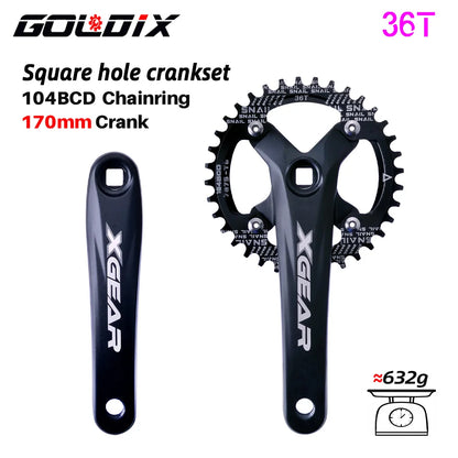 GOLDIX 104BCD Square Taper MTB Crankset Single Chainring 170mm Forged Alloy - EXPROTAS