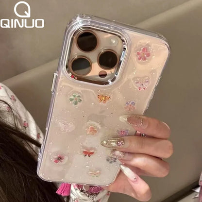 Glitter Butterfly Clear Case for iPhone 11-16 Pro Max Plus Shockproof Bumper