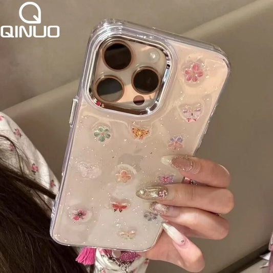 Glitter Butterfly Clear Case for iPhone 11-16 Pro Max Plus Shockproof Bumper