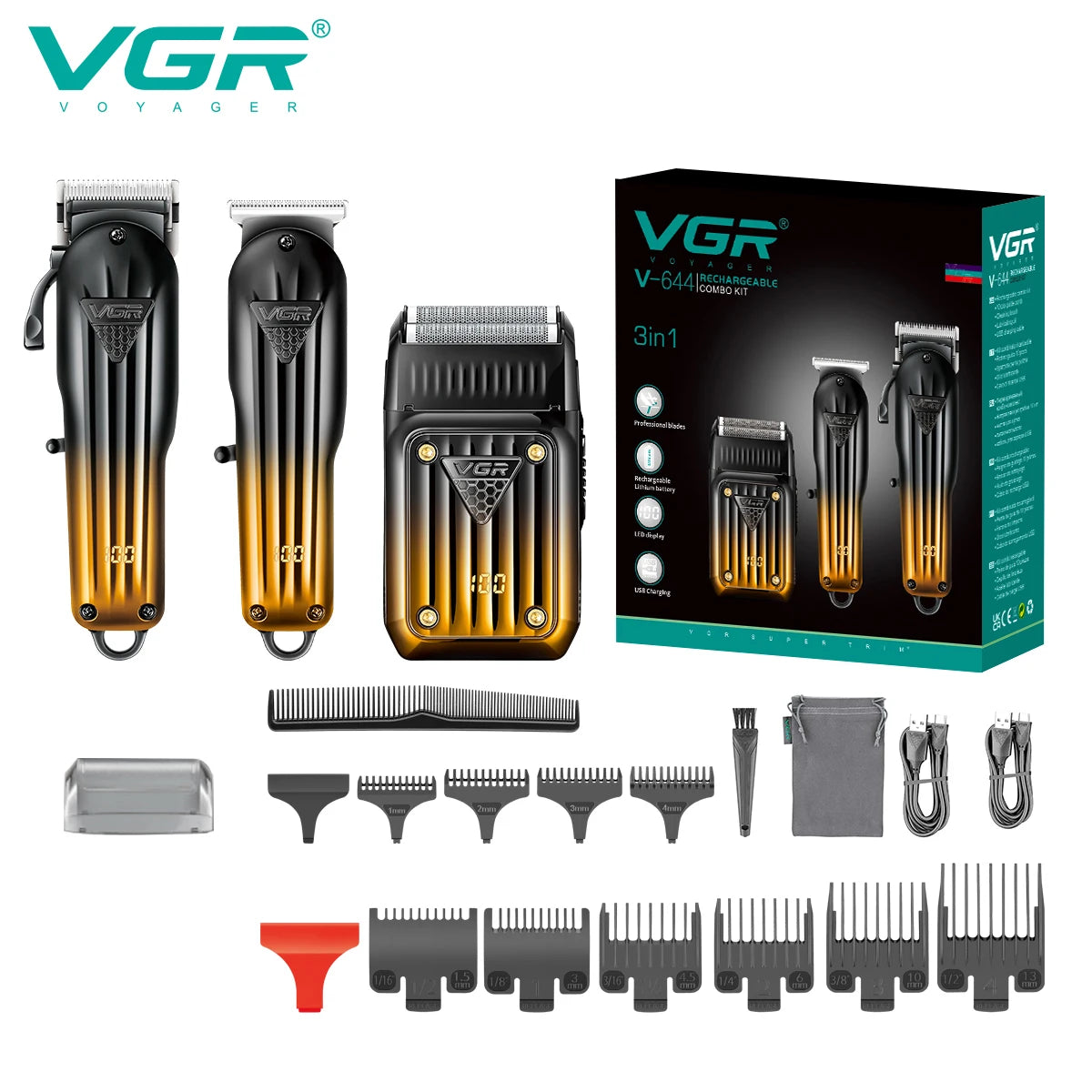 VGR Electric Shaver Beard Trimmer Professional Cordless Hair Clipper 644