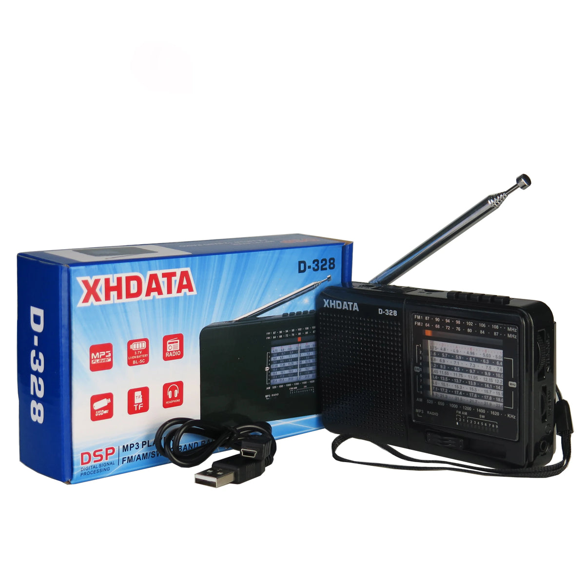 XHDATA D-328 Portable Radio Bluetooth AM/FM/SW MP3 Player TF Card