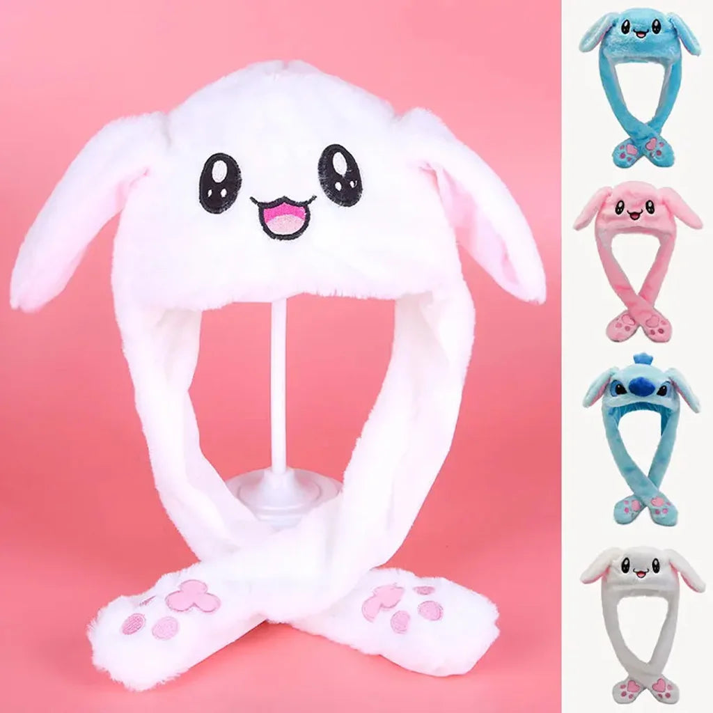Girls Boy Wrap Plush Rabbit Ear Hat for Kids Cartoon Animal Cap