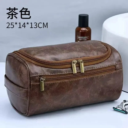 Leather Toiletry Bag Men Women Dopp Travel Hanging Large Cosmetic Wash Bags