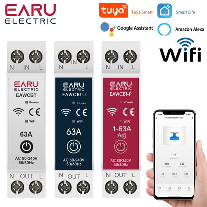 Tuya Smart Circuit Breaker | WiFi MCB 1P+N 63A Timer Energy Meter Remote Control