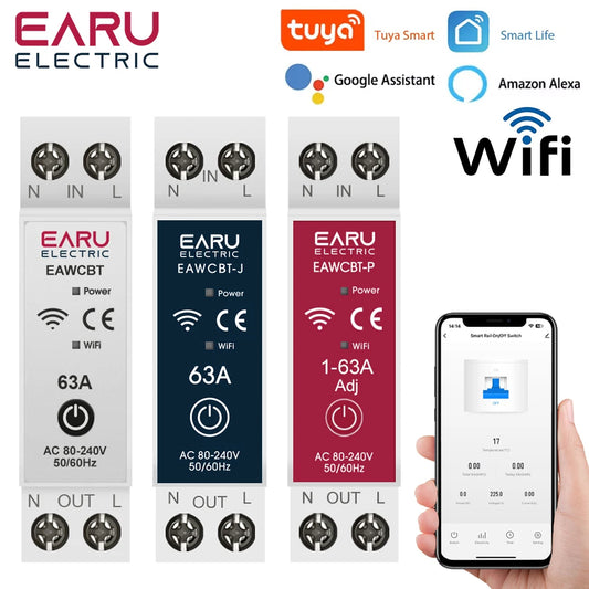 Tuya Smart Circuit Breaker | WiFi MCB 1P+N 63A Timer Energy Meter Remote Control