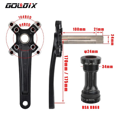 GOLDIX XT MTB Crankset 170/175mm 104BCD Wide Narrow Chainring Shimano SRAM 11–12s - EXPROTAS