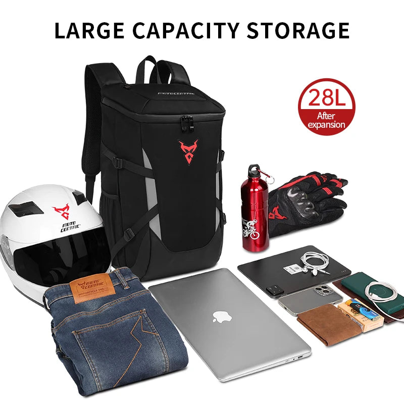 MOTOCENTRIC 28L Motorcycle Backpack Waterproof Outdoor Sports Riding Helmet Locomotive Backpack Business Travel Laptop Bag-EXPROTAS