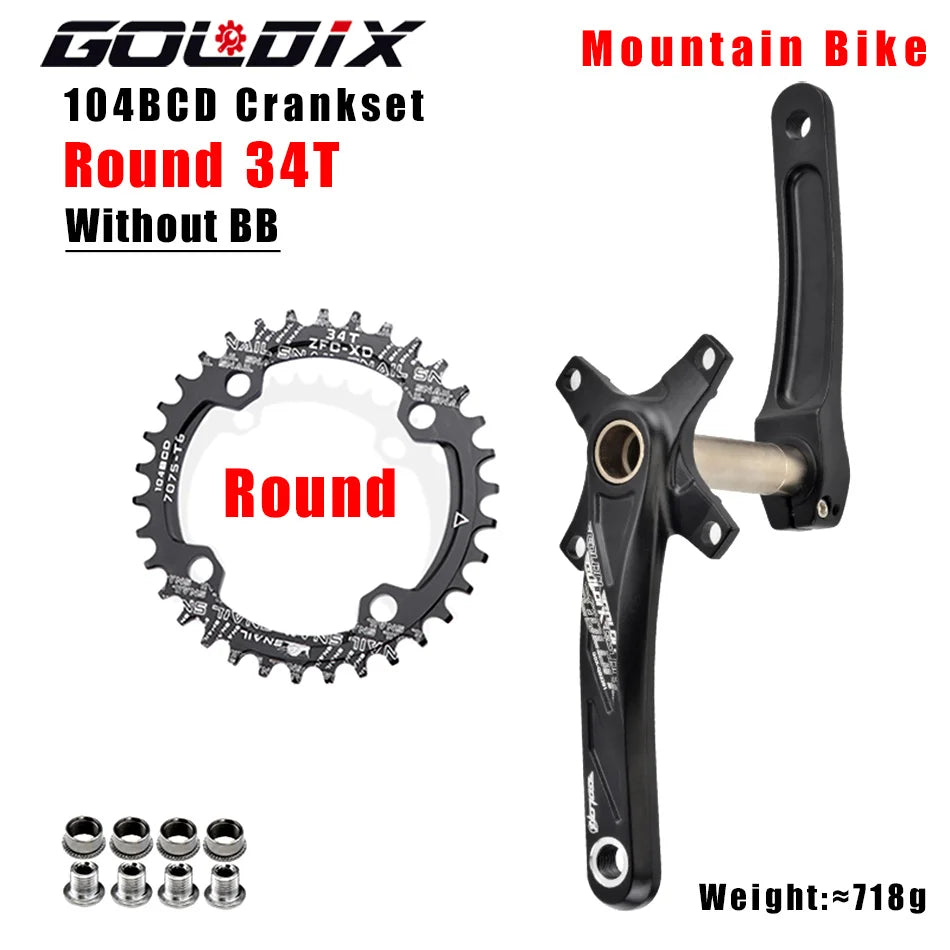 GOLDIX MTB Crankset 104BCD 170mm w/ 32T–38T Chainring & Bottom Bracket