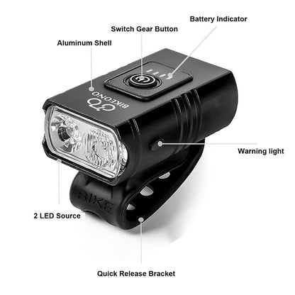 Rear Bicycle Light USB Rechargeable LED Front & Back Mountain Bike Lamp