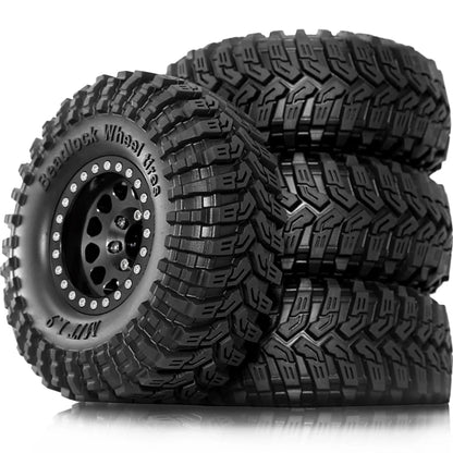 4pcs 1.9 Beadlock Wheels & Tires -8.9mm Offset for 1/10 RC Crawler TRX4