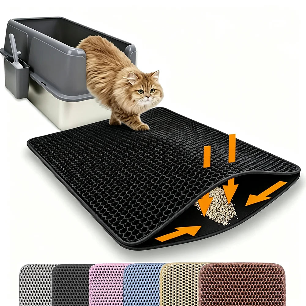Cat Litter Mat Non-Slip Double Layer Big Box Filter Mat for Pets